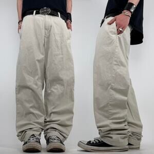 Vintage y2k baggy wide leg faded grunge skater cream work pants
